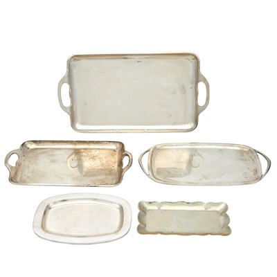 Lot 210 - Group of Five Small Silver Trays