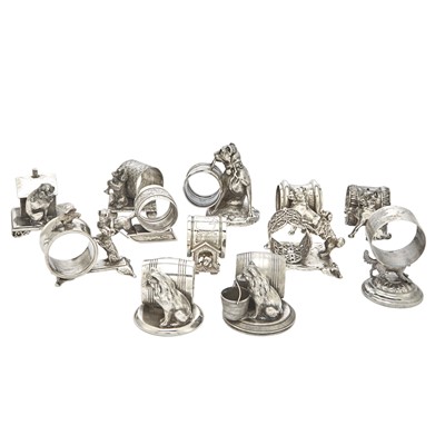 Lot 121 - Canine Interest: Group of Twelve American Silver Plated Novelty Napkin Rings