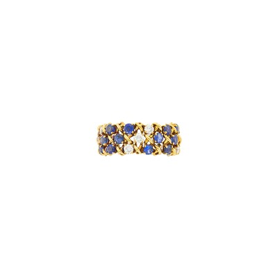 Lot 100 - Tiffany & Co. Gold, Sapphire and Diamond Band Ring