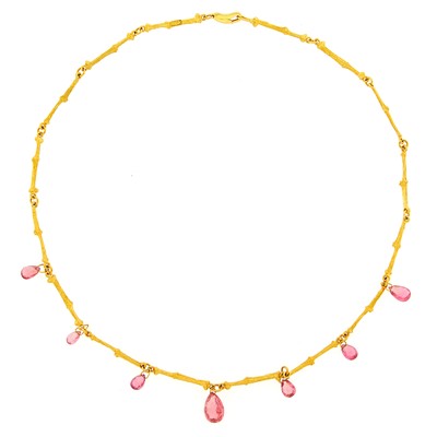 Lot 1148 - Barbara Heinrich Gold and Pink Tourmaline Necklace