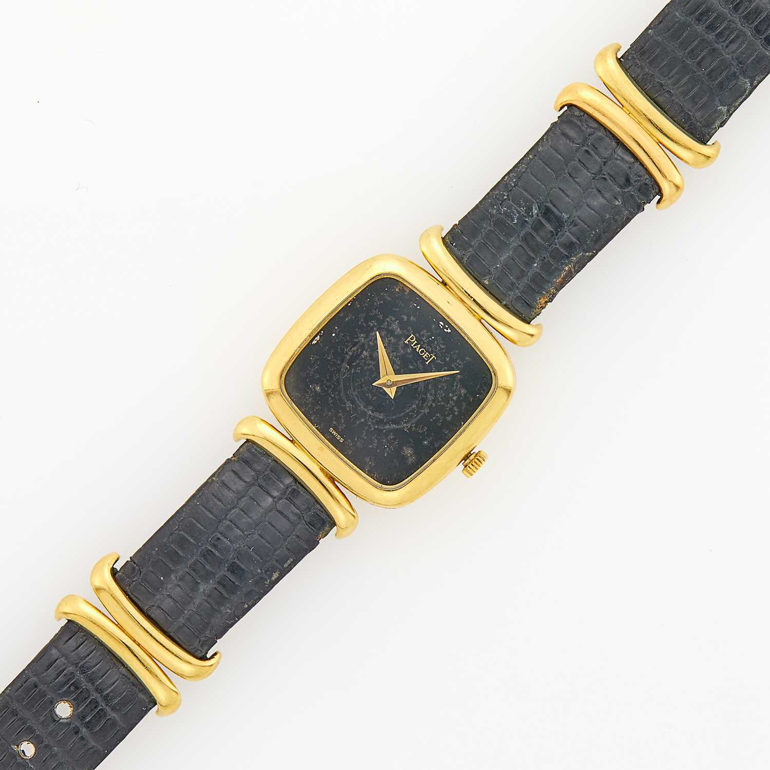 Lot 1013 - Piaget Gold and Black Hardstone Wristwatch