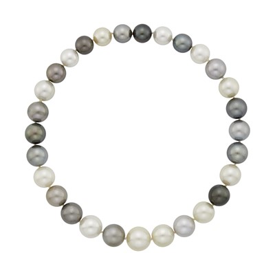 Lot 1032 - Multicolored South Sea and Tahitian Gray Cultured Pearl Necklace