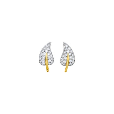 Lot 1193 - Tiffany & Co., Schlumberger Pair of Platinum, Gold and Diamond 'Leaves' Earrings