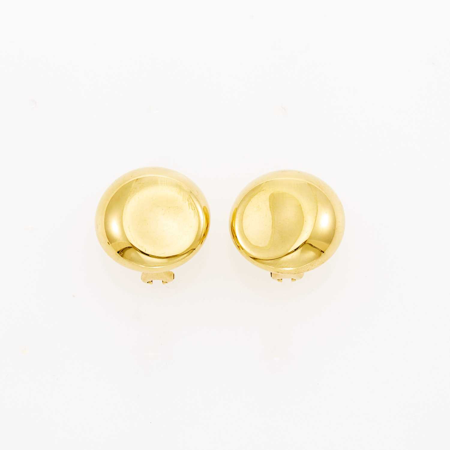 Lot 1027 - Tiffany & Co., Elsa Peretti Pair of Gold 'Thumbprint' Earrings