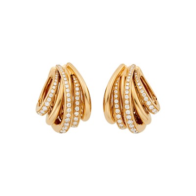 Lot 50 - de Grisogono Pair of Rose Gold and Diamond 'Allegra' Earclips