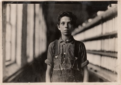 Lot 3069 - Lewis Wickes Hine. Child in cotton mill, Alabama or Georgia