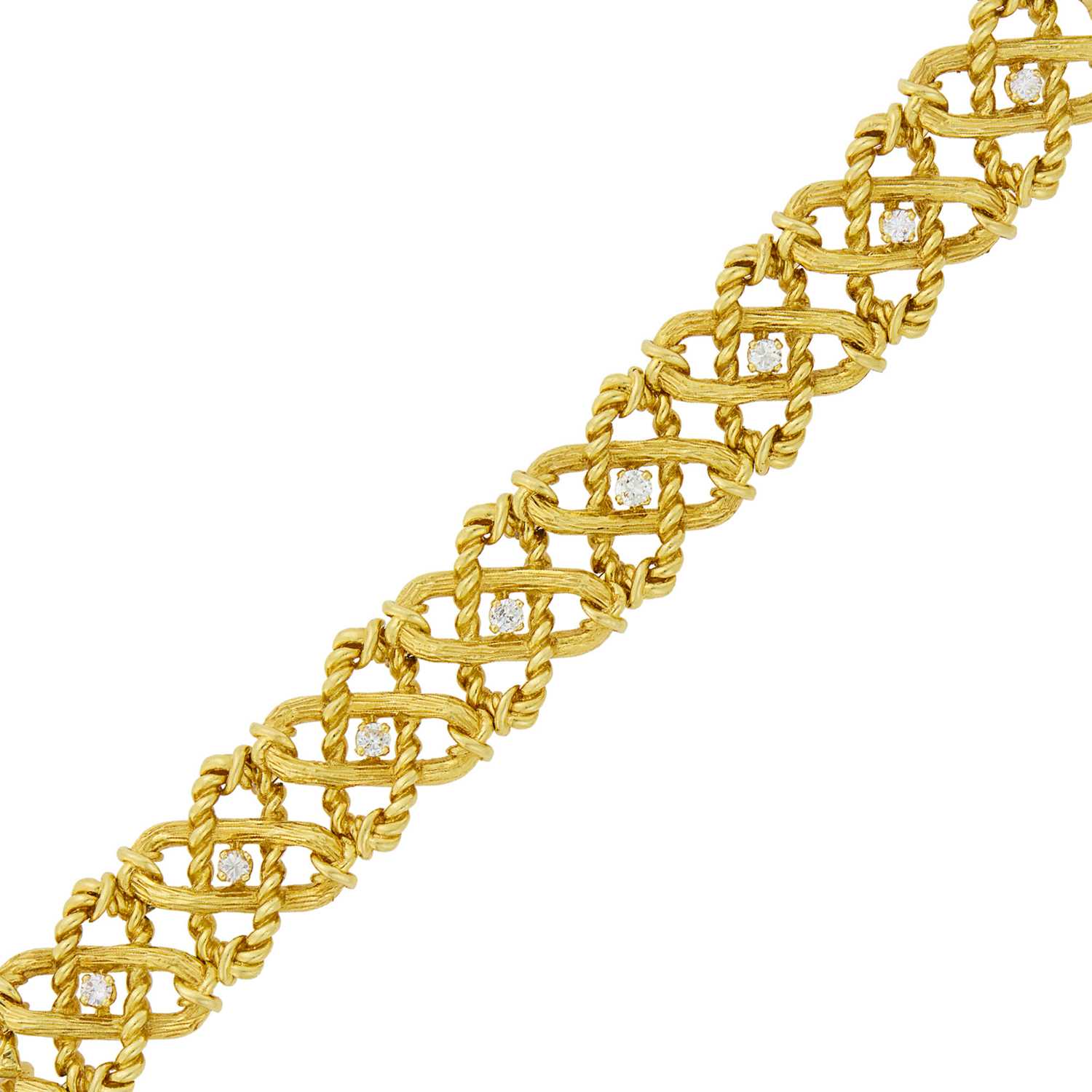 Lot 41 - Tiffany & Co., Schlumberger Gold and Diamond Bracelet, France