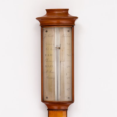 Lot 369 - George III Satinwood and Ebonized Stick Barometer