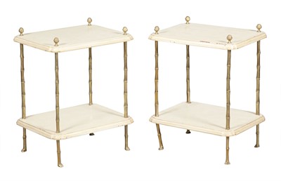 Lot 420 - Pair of Painted Wood and Gilt-Metal Two-Tier Side Tables