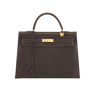 Lot 1234 - Hermès Brown Box Leather 'Kelly 36' Bag