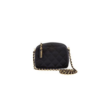 Lot 1220 - Chanel Black Satin Fabric Mini Bag