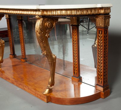 Lot 173 - Italian Neoclassical Style Inlaid Partial Giltwood Mahogany Console