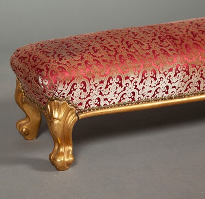 Lot 147 - Italian Rococo Style Upholstered Giltwood Footrest