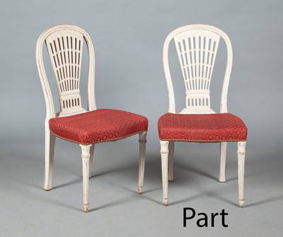 Lot 203 - Set of Ten Louis XVI Style Upholstered Painted Wood Dining Chairs