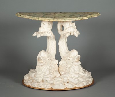 Lot 187 - Pair of Faux Marble and Painted Wood Consoles