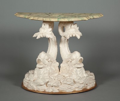 Lot 187 - Pair of Faux Marble and Painted Wood Consoles