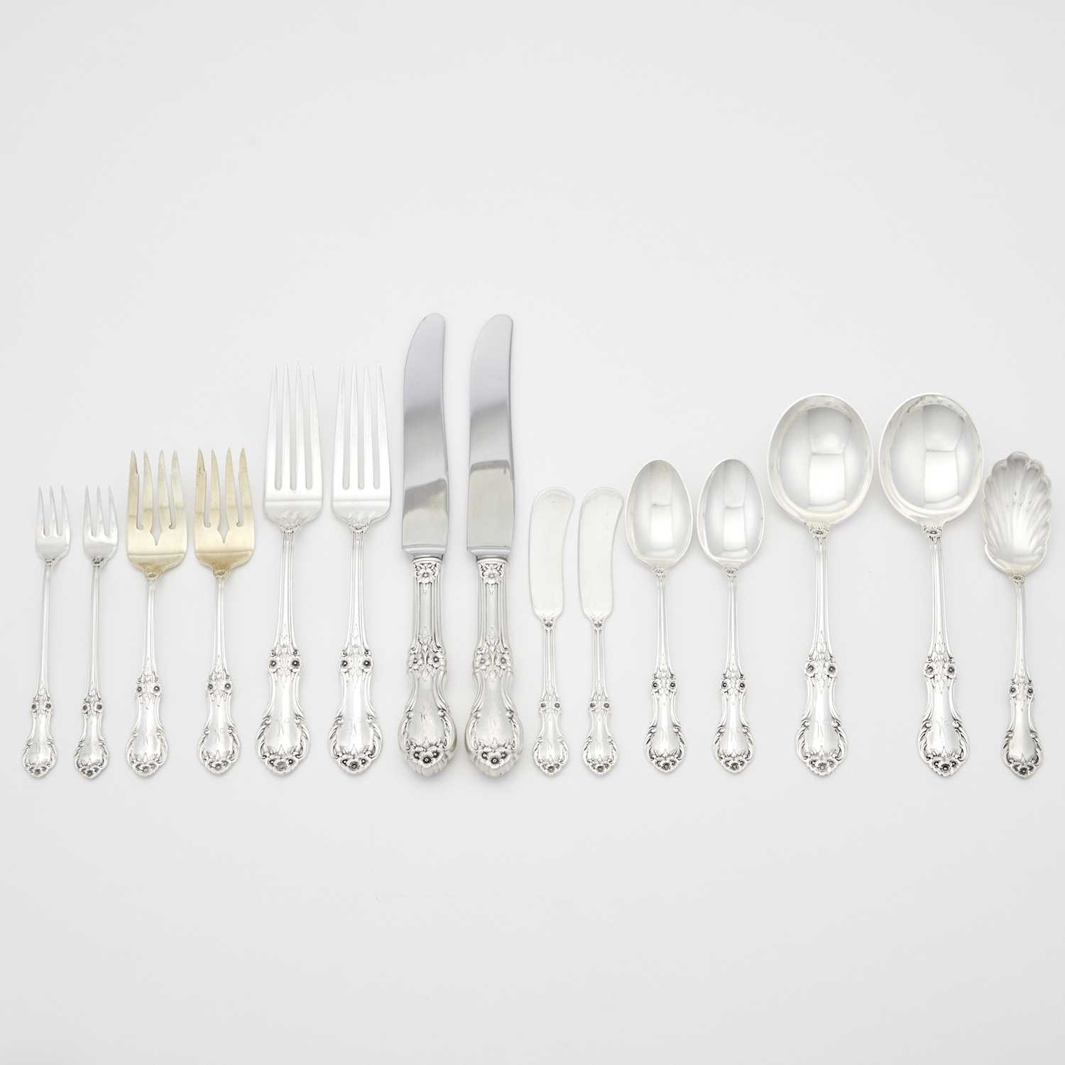 Lot 201 - International Silver Co. Sterling Silver "Wild Rose" Pattern Flatware Service