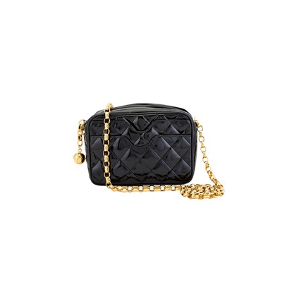 Lot 1226 - Chanel Black Patent Leather Camera Bag