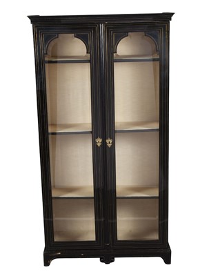 Lot 181 - Napoleon III String Inlaid Black Lacquered Cabinet