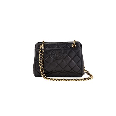 Lot 1228 - Chanel Black Lambskin Leather Bag