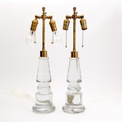 Lot 182 - Pair of Glass Lamps