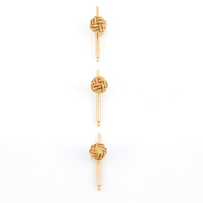 Lot 117 - Three Gold Studs, 18K and 14K 6 dwt. all, signed Tiffany & Co.