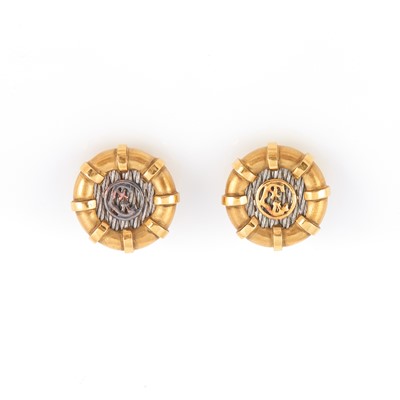 Lot 196 - Two Gold and Metal Earrings, 18K and Metal, 12 dwt. all