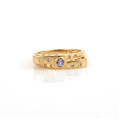 Lot 245 - Diamond and Stone Ring, 14K 2 dwt. all