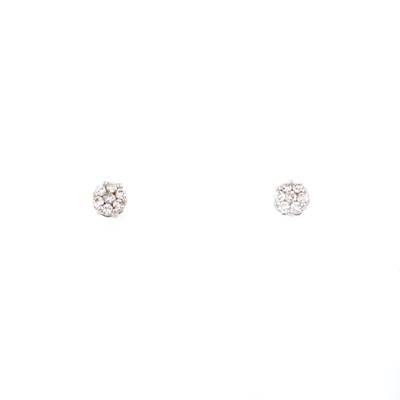 Lot 273 - Two Diamond Earrings, 14 diamonds about 0.30 ct., 14K