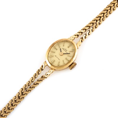 Lot 289 - Ladys Gold Bracelet Watch, 17 Jewels, Jules Jurgensen, 14K 12 dwt. all