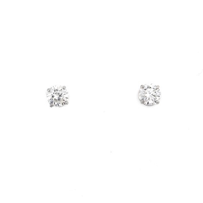Lot 316 - Two Diamond Solitaire Earrings about 2.00 cts., Platinum 1 dwt.