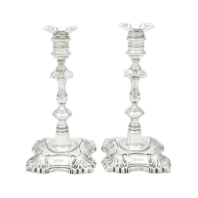 Lot 161 - Pair of George II Sterling Silver Candlesticks