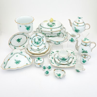 Lot 22 - Assembled Herend Porcelain Chinese Bouquet (Green) Pattern Partial Dinner Service