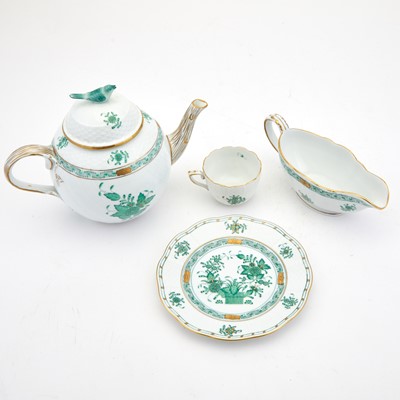 Lot 22 - Assembled Herend Porcelain Chinese Bouquet (Green) Pattern Partial Dinner Service
