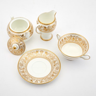 Lot 10 - Wedgwood Porcelain Gold Florentine Pattern Partial Service