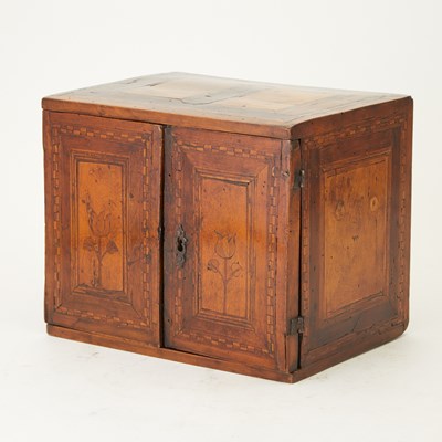 Lot 52 - Continental Fruitwood Marquetry Tabletop Cabinet