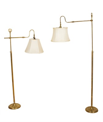 Lot 46 - Pair of Adjustable Brass Floor Lamps