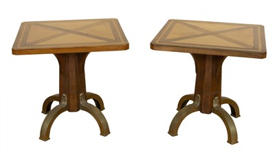 Lot 233 - Pair of Continental Brass-Mounted Maple and Walnut Tables