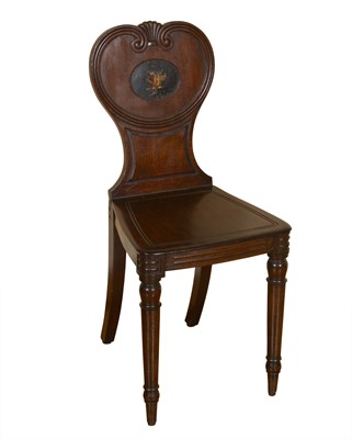 Lot 123 - Regency Mahogany Crested Hall Chair