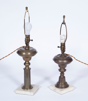 Lot 41 - Two Brass Fluid Lamps