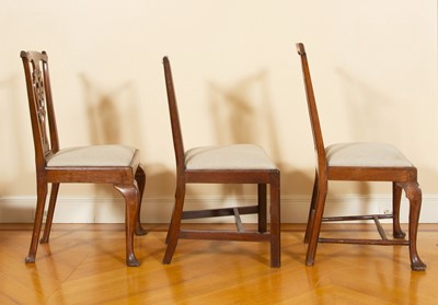Lot 173 - George III Provincial Mahogany Side Chair; Together with Two George III Style Mahogany Side Chairs