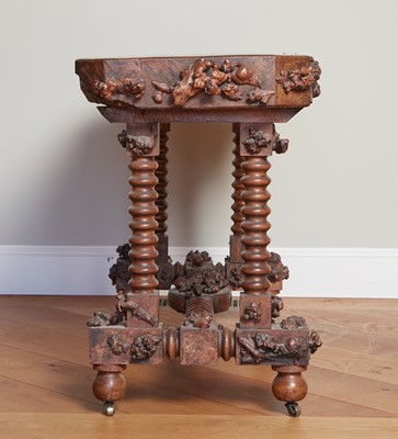 Lot Continental “Rustic” Oak and Other Woods Console Table