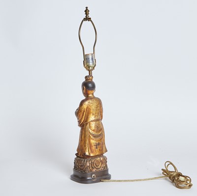 Lot 48 - Chinese Carved and Giltwood Figure Mounted as  Lamp