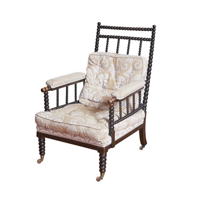 Lot 175 - Victorian Bobbin-Turned Upholstered Armchair