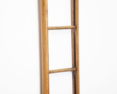 Lot 103 - English Brass-Mounted Mixed Woods Pole Library Ladder