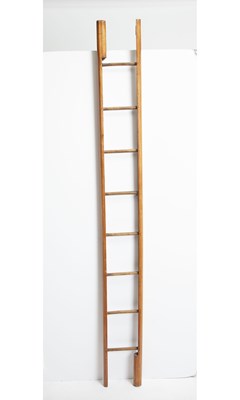 Lot 103 - English Brass-Mounted Mixed Woods Pole Library Ladder