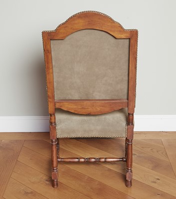 Lot 202 - Baroque Style Suede Upholstered Walnut-Stained Armchair
