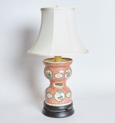 Lot 24 - Chinese Style Porcelain Polychrome Decorated Lamp