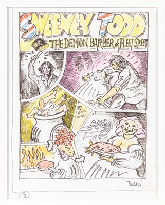 Lot 282 - An original illustration depicting scenes from Sweeney Todd: The Demon Barber of Fleet Street