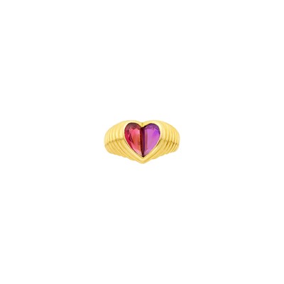 Lot 132 - Bulgari Gold, Amethyst and Pink Tourmaline Ring